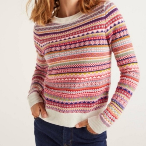 Boden Multicolor Patterned Crew Neck Sweater - Picture 2 of 4
